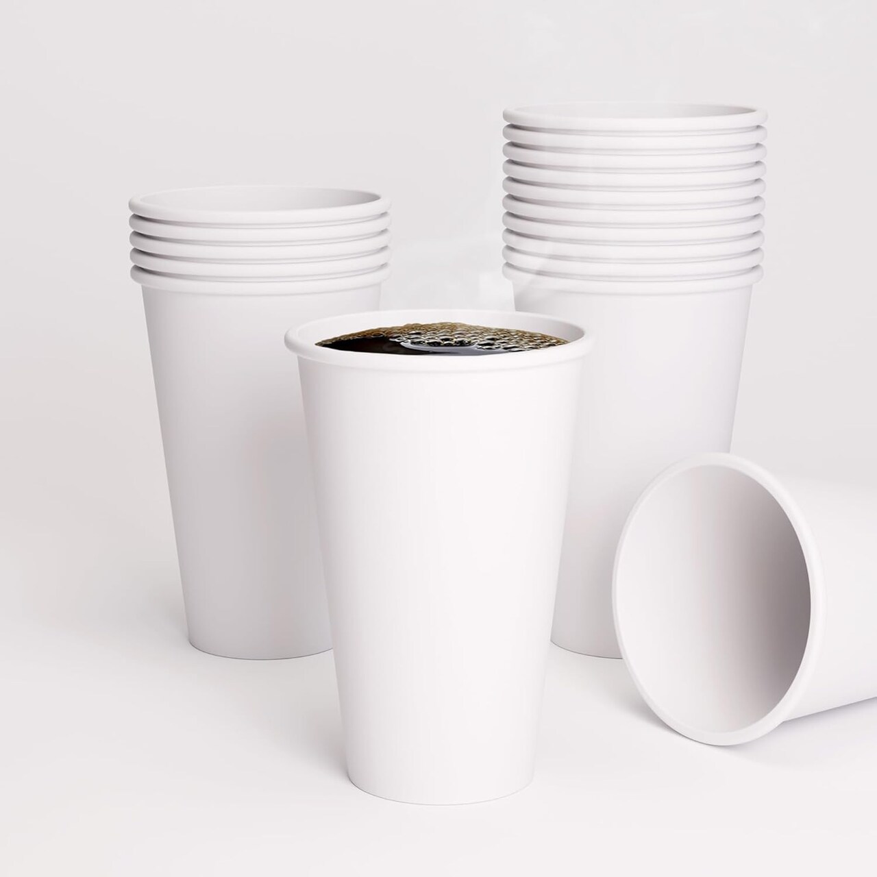 Set of 100 GO 16oz hot cups, made from premium quality, FDA-compliant, recyclable paper. These single-wall cups are perfect for hot or cold drinks and are ideal for parties and events.